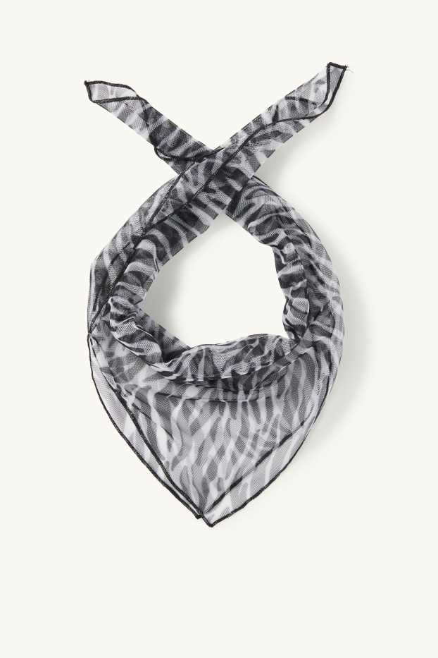 Dames - Sjaaltje - met patroon - zwart