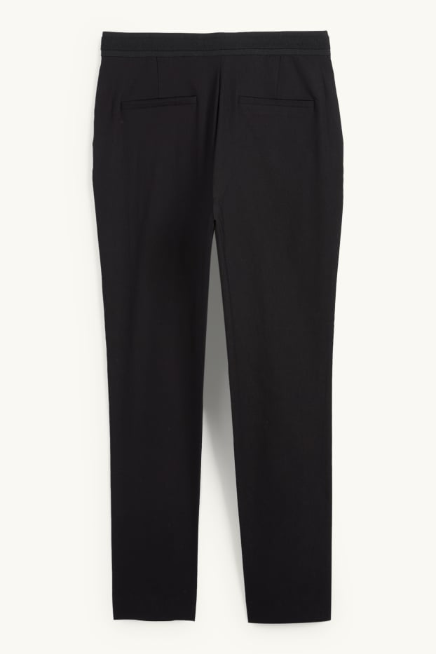 Women - Cloth trousers - mid-rise waist - slim fit - black