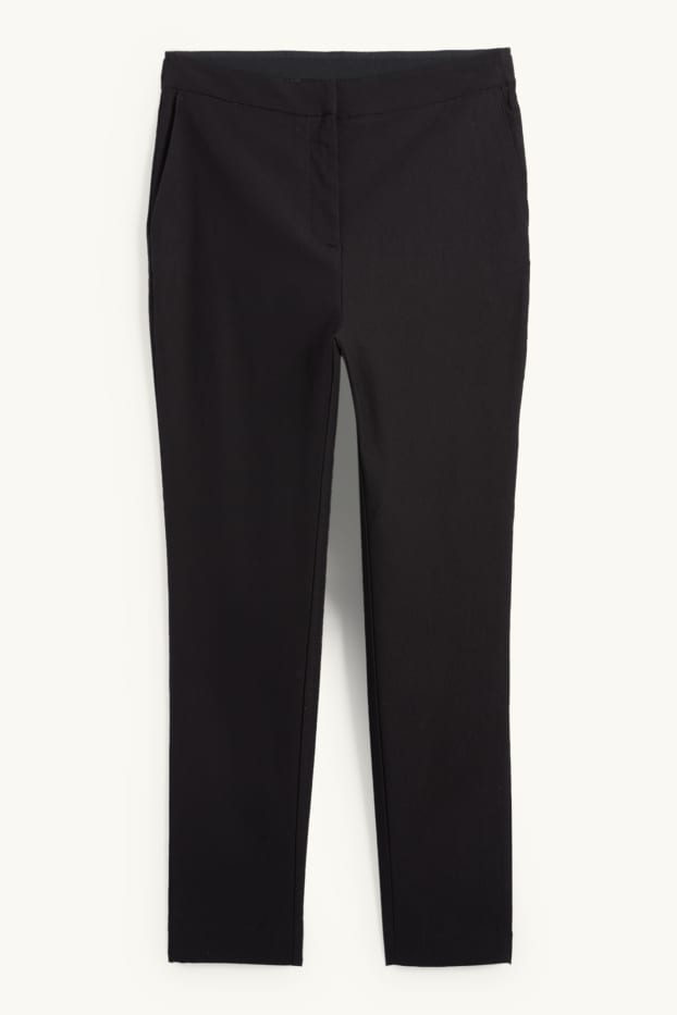Women - Cloth trousers - mid-rise waist - slim fit - black