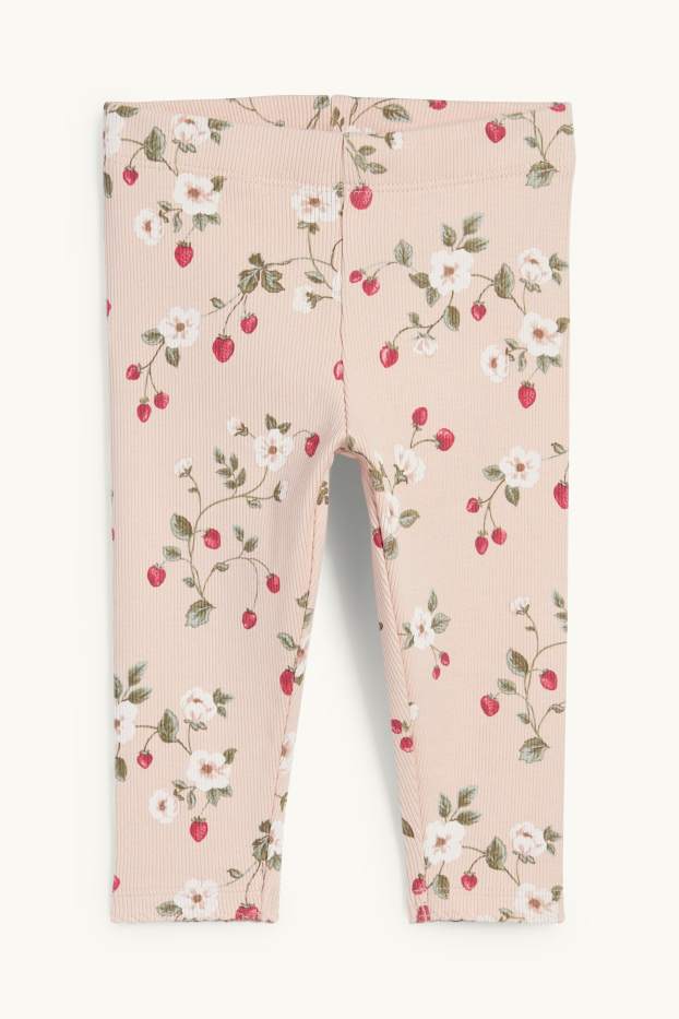 Neonate - Fragola - leggings per neonati - a coste - rosa