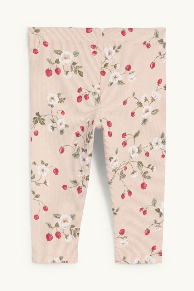 Neonate - Fragola - leggings per neonati - a coste - rosa