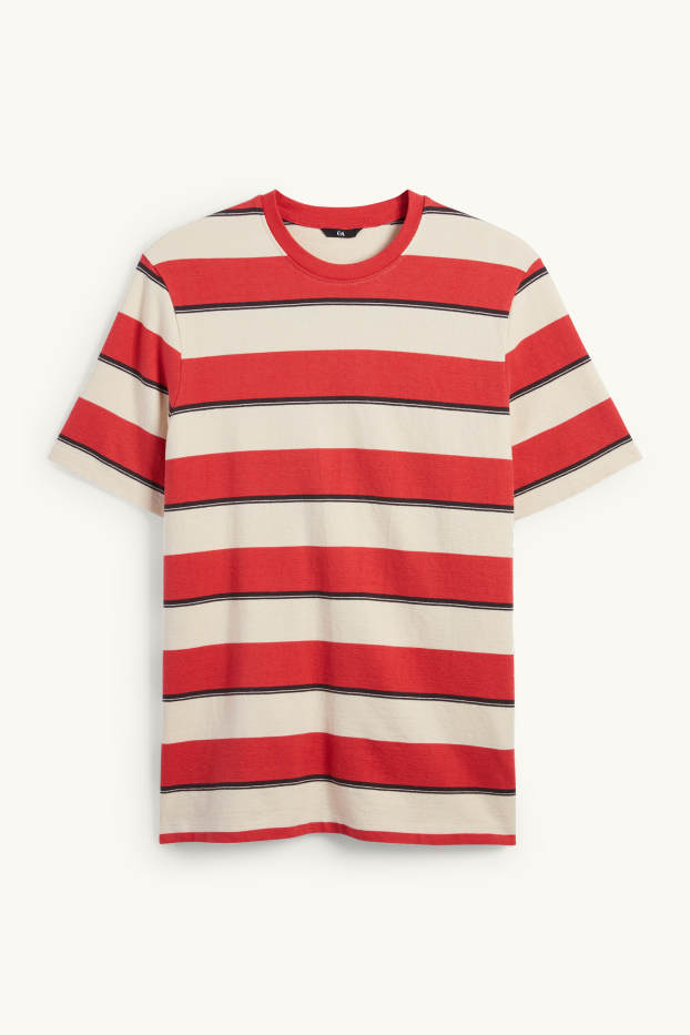 Hommes - T-shirt - regular fit - à rayures - rouge