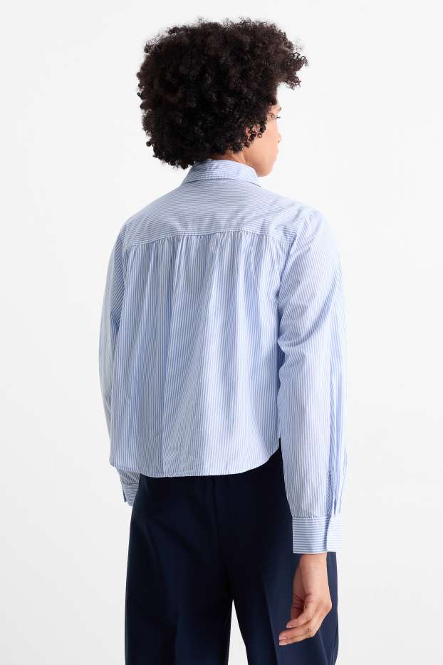 Dámské - Halenka - pruhovaná - světle modrá