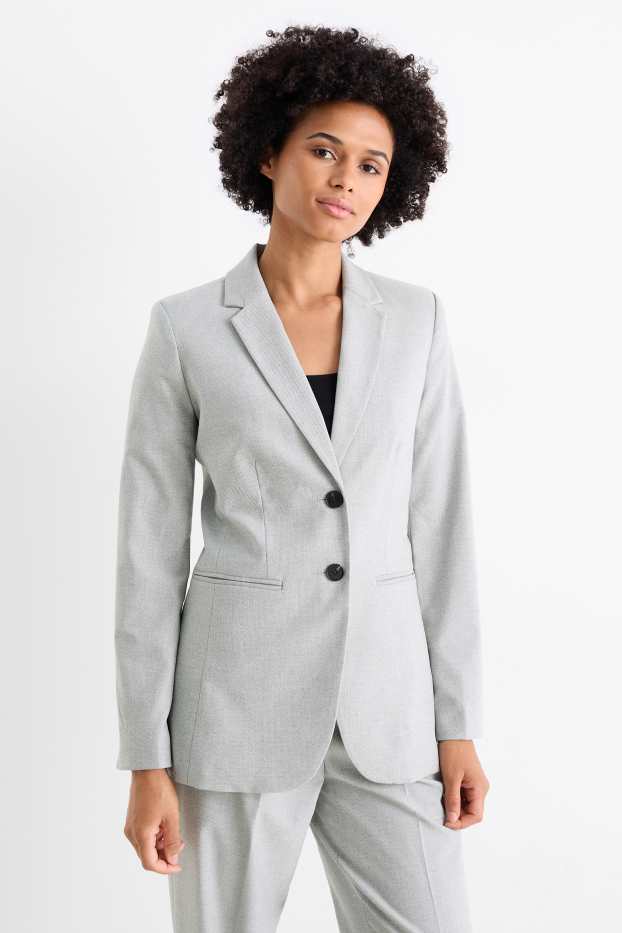 Women - Business blazer - regular fit - light gray-melange