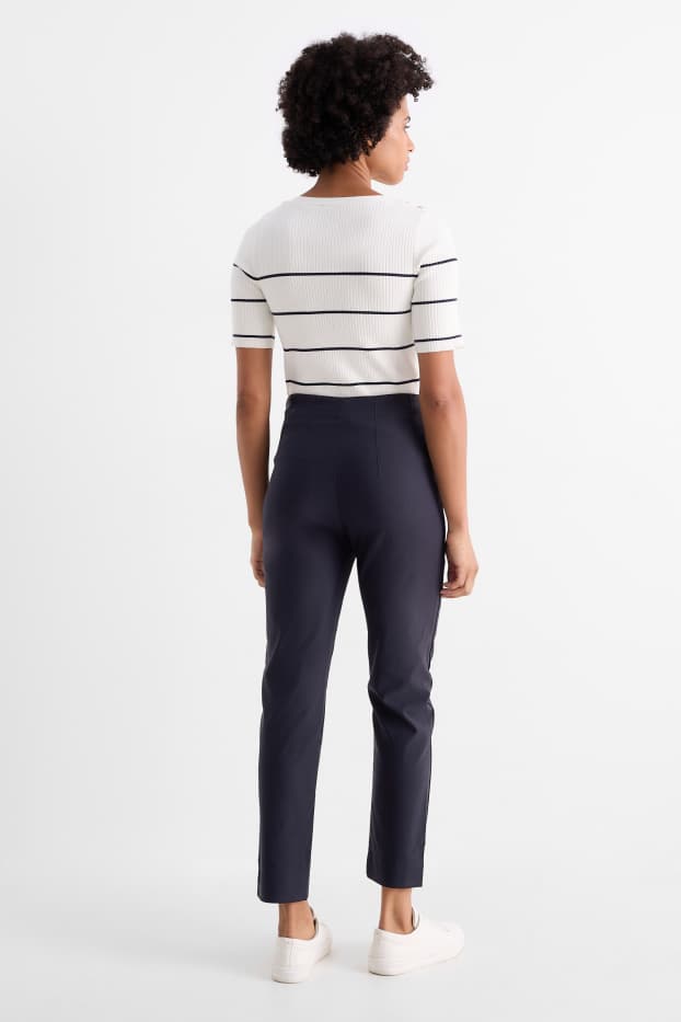 Dona - Pantalons de tela - high waist - slim fit - blau fosc