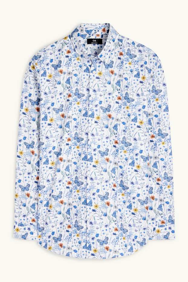 Men - Shirt - regular fit - button-down collar - blue