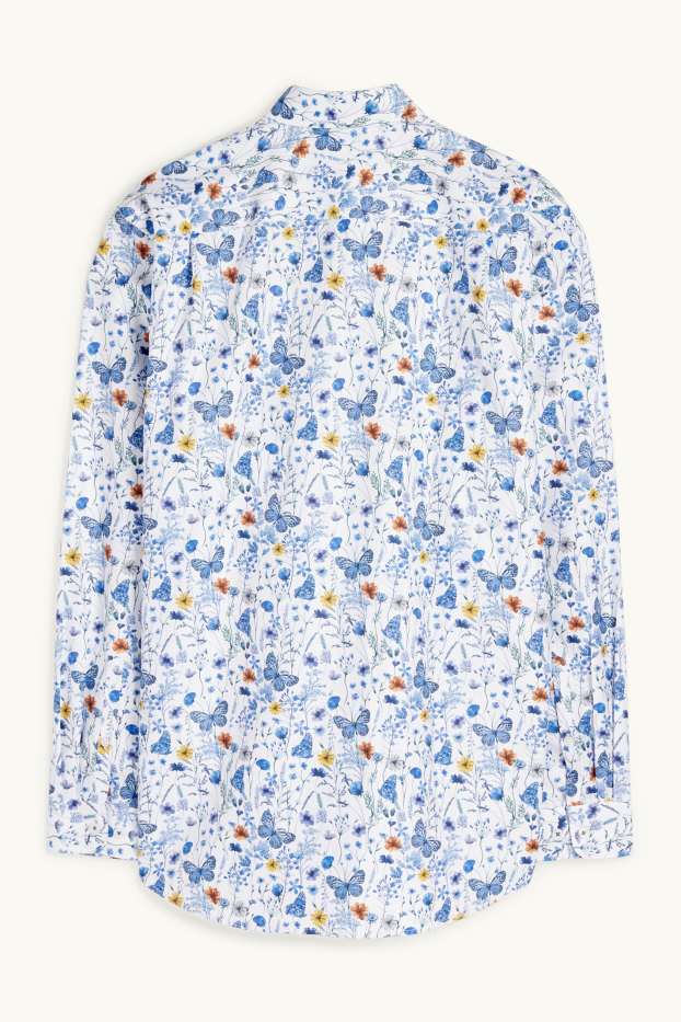 Men - Shirt - regular fit - button-down collar - blue