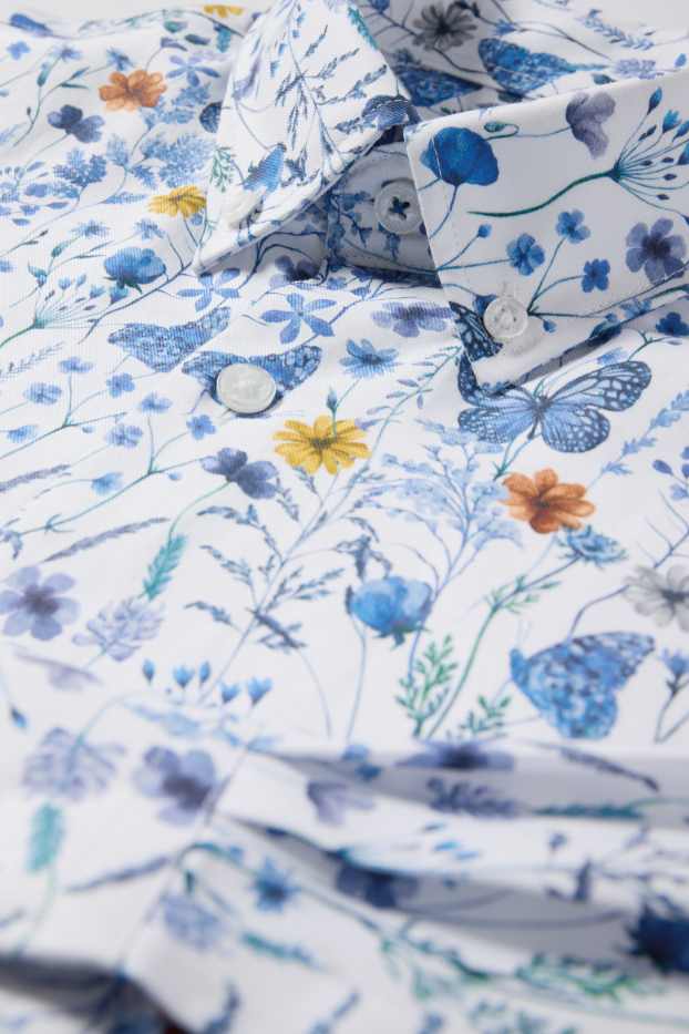 Men - Shirt - regular fit - button-down collar - blue