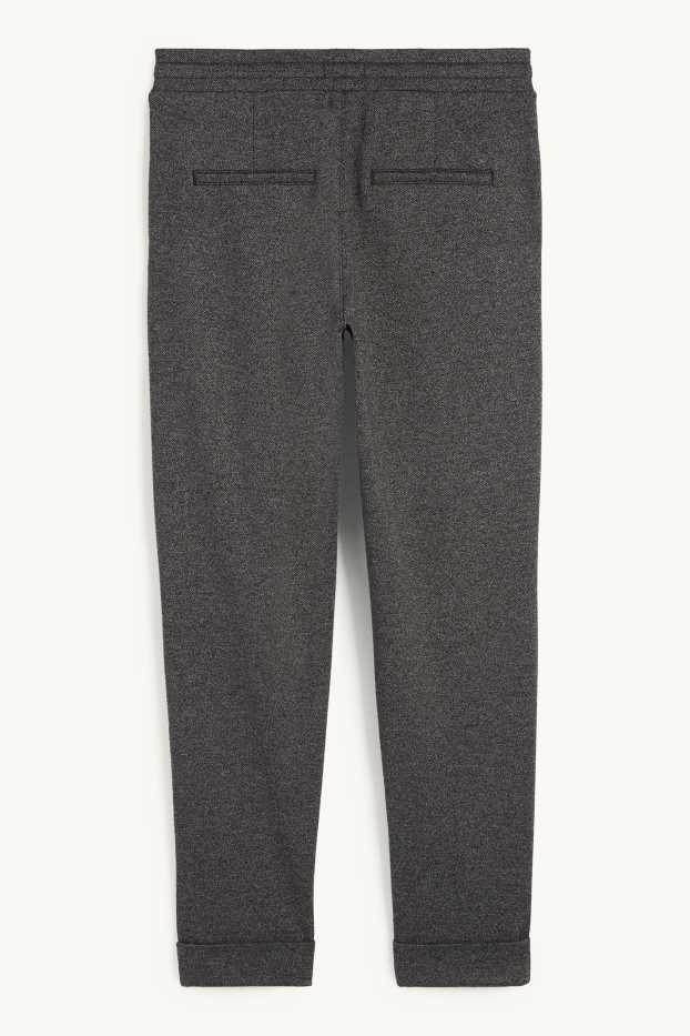 Damen - Stoffhose - Mid Waist - Tapered Fit - grau-braun