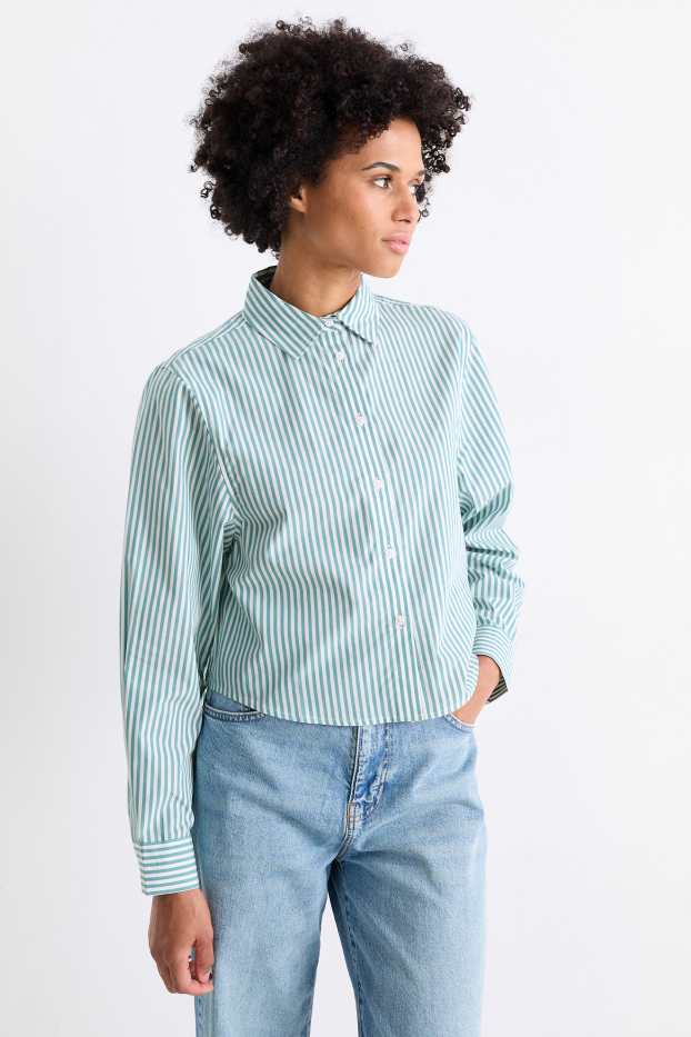 Dames - Blouse - gestreept - groen