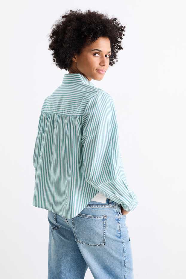 Dames - Blouse - gestreept - groen