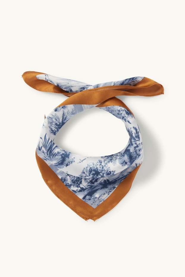 Dames - Sjaaltje - met patroon - donkerblauw