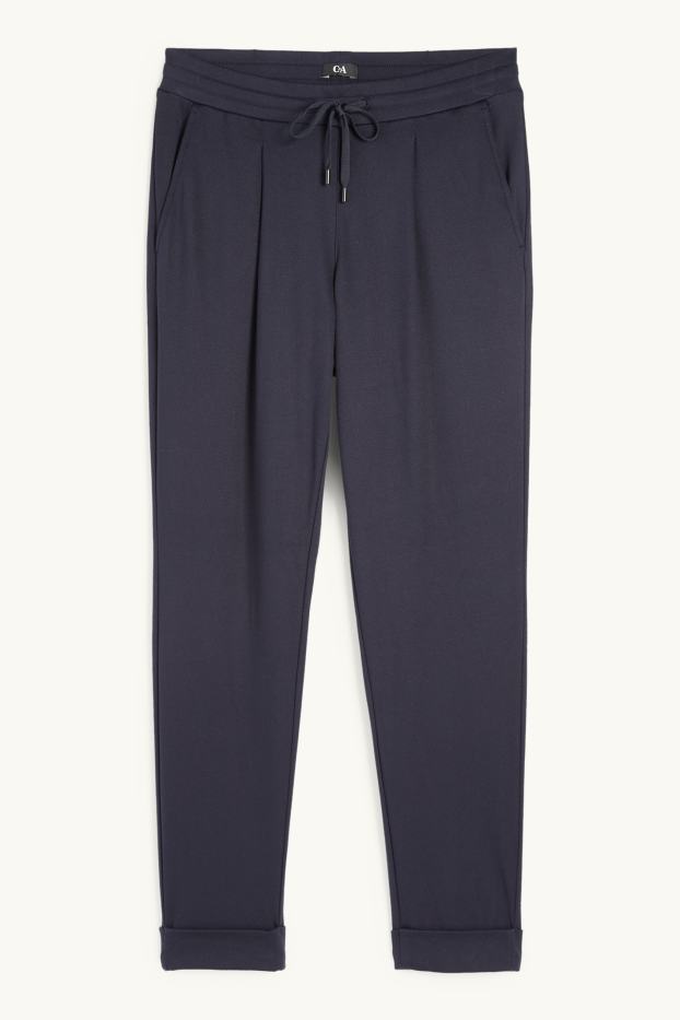 Donna - Pantaloni di jersey - vita media - tapered fit - blu scuro