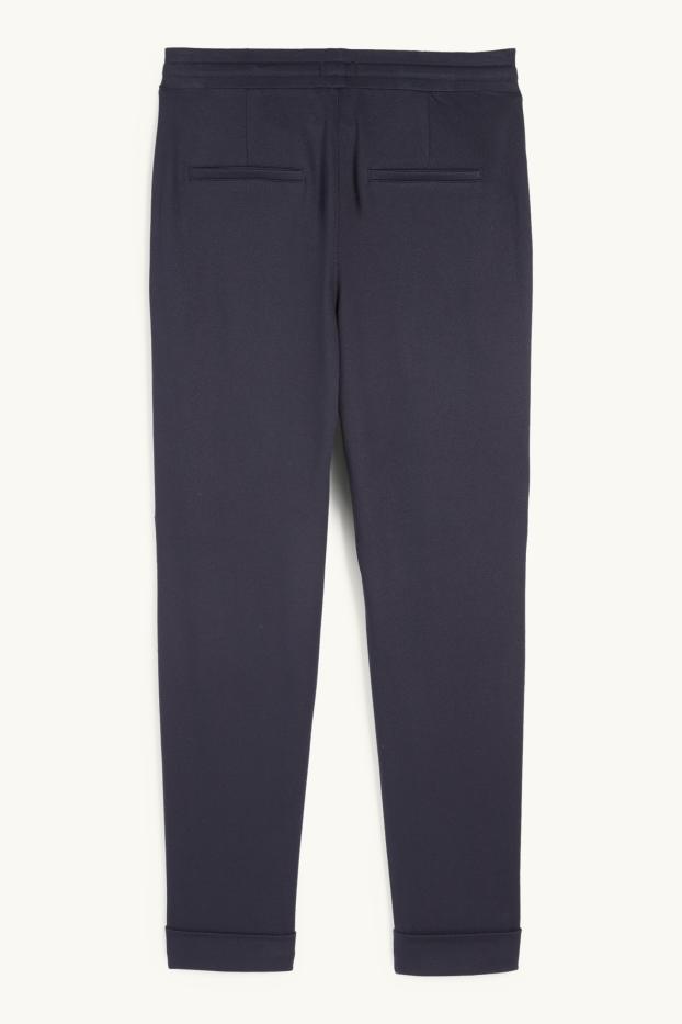 Donna - Pantaloni di jersey - vita media - tapered fit - blu scuro