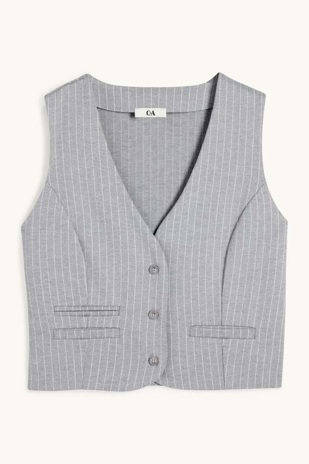 Femmes - Gilet - à rayures - gris