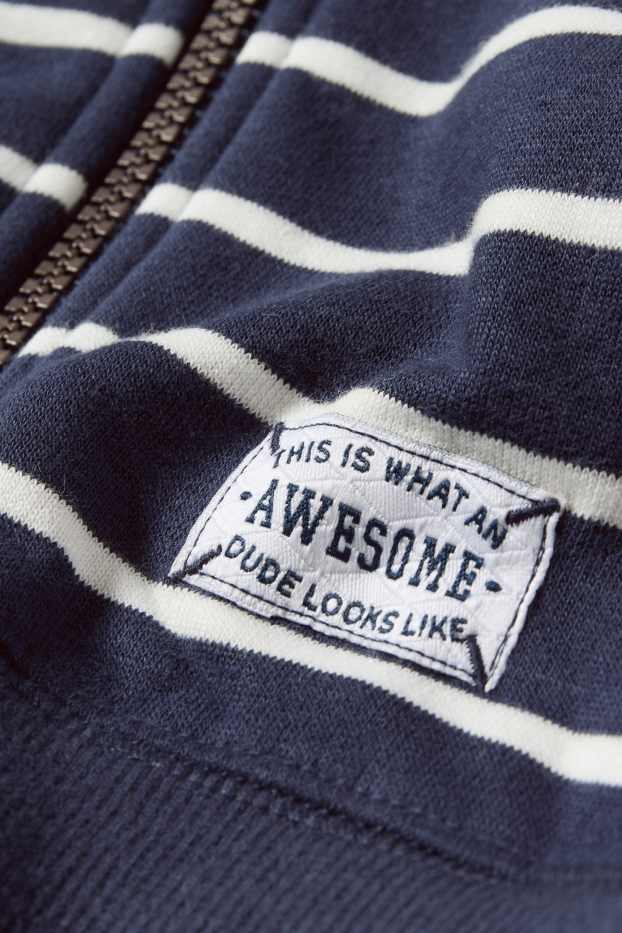 Kinderen: jongens - Sweatvest met capuchon - gestreept - donkerblauw