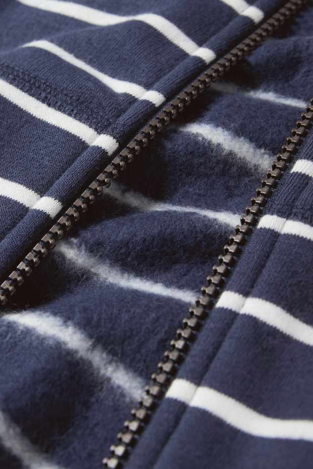 Kinderen: jongens - Sweatvest met capuchon - gestreept - donkerblauw