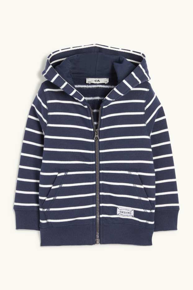 Kinderen: jongens - Sweatvest met capuchon - gestreept - donkerblauw
