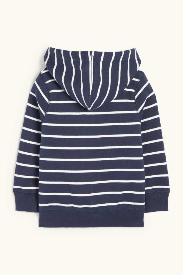 Kinderen: jongens - Sweatvest met capuchon - gestreept - donkerblauw