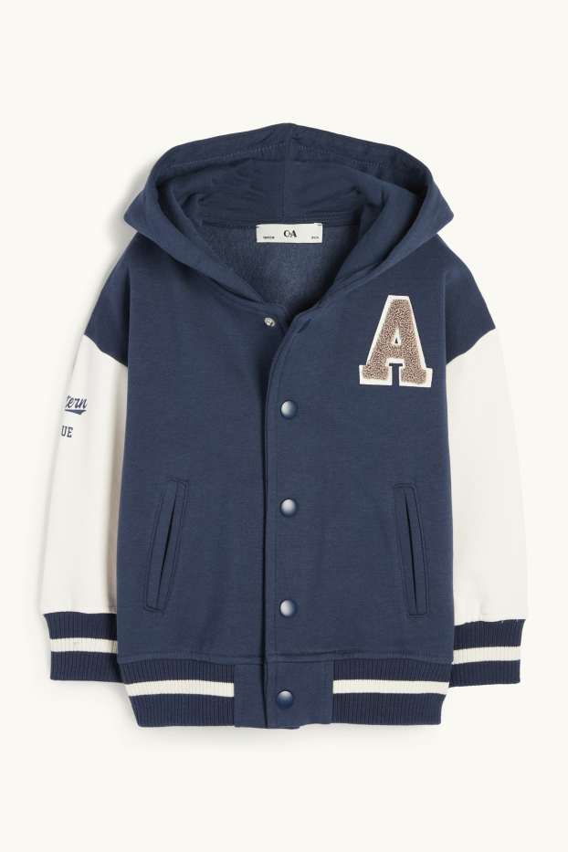 Bambini - Giacca college con cappuccio. - blu scuro