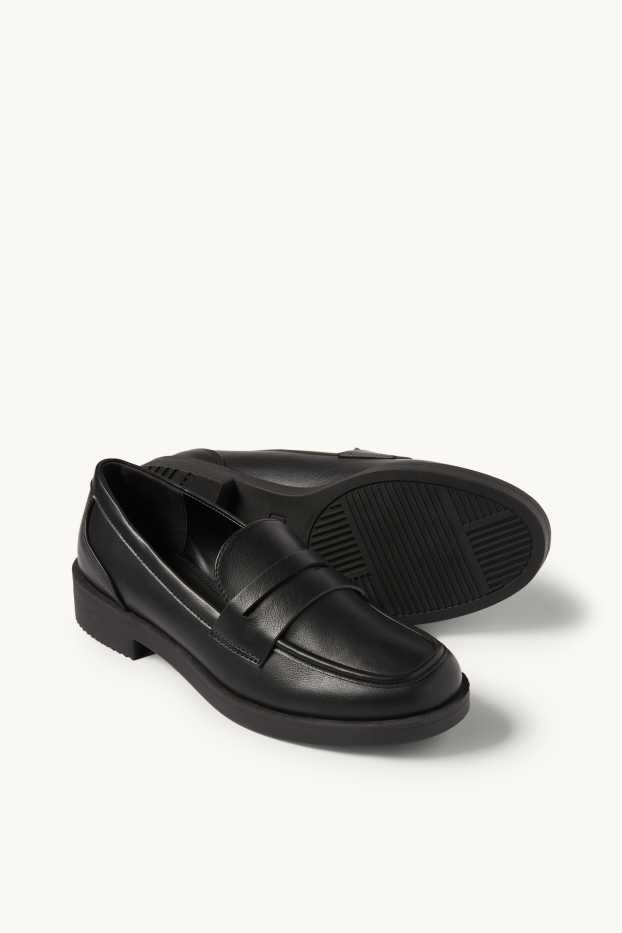 Dámské - Mokasíny - imitace kůže - černá