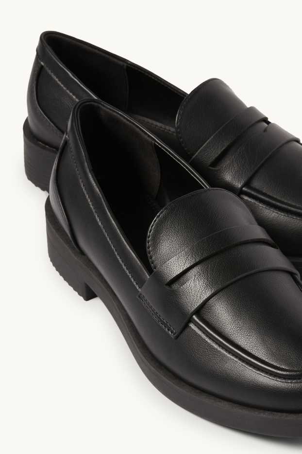 Dámské - Mokasíny - imitace kůže - černá