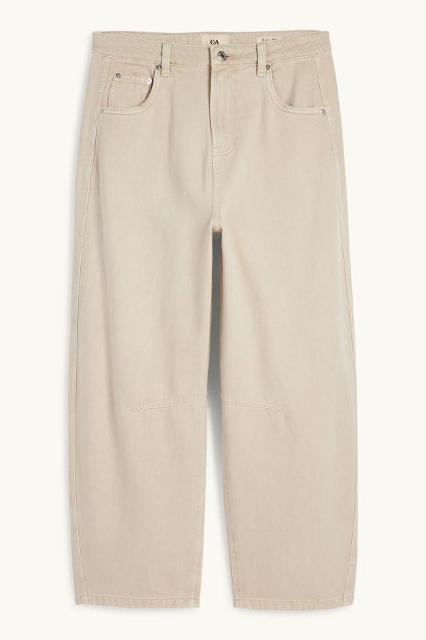 Damen - Balloon Jeans - Mid Waist - beige