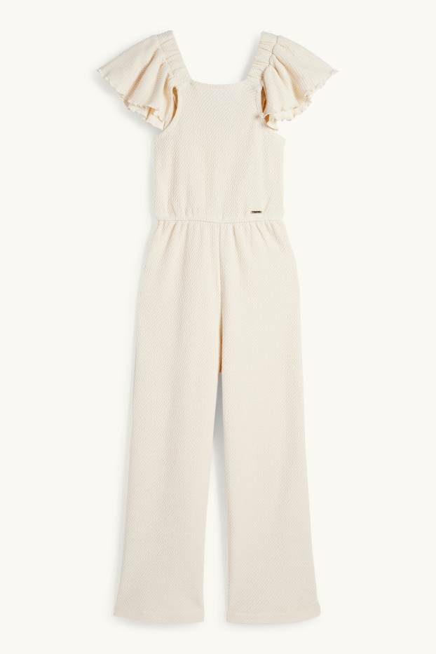 Děti - dívky - Overal - strukturovaný - béžová