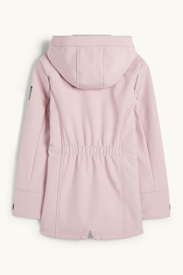 Kinder Mädchen - Softshelljacke mit Kapuze - wasserabweisend - rosa
