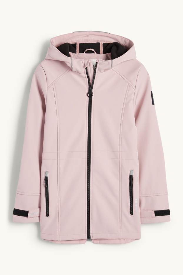Kinder Mädchen - Softshelljacke mit Kapuze - wasserabweisend - rosa