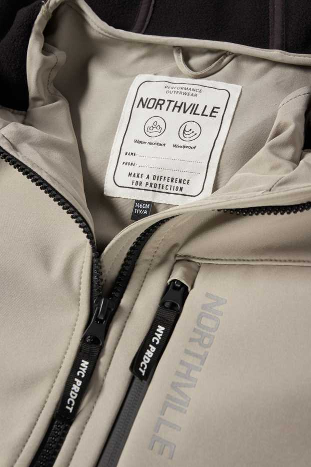 Bambini - Giacca softshell con cappuccio - idrorepellente - grigio