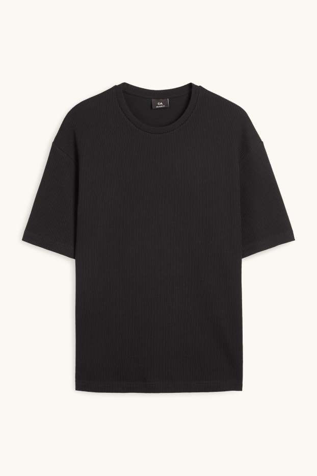 Uomo - T-shirt - relaxed fit - a coste - nero