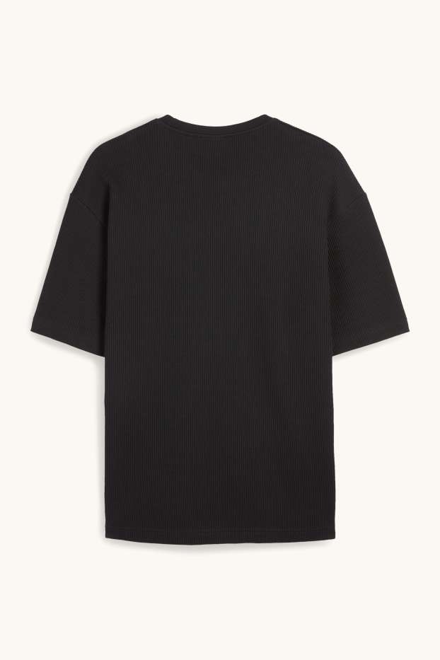 Uomo - T-shirt - relaxed fit - a coste - nero
