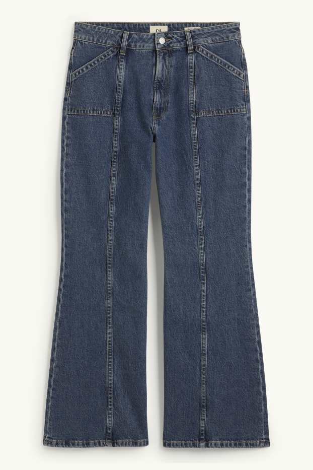 Dámské - Wide flared jeans - mid waist - džíny - modré