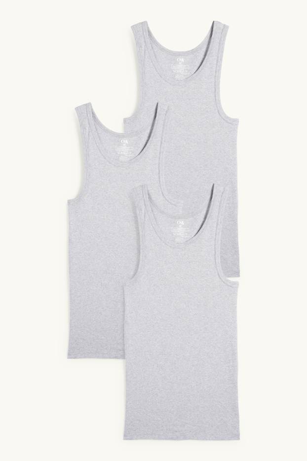 Herren - Multipack 3er - Unterhemd - Feinripp - seamless - grau