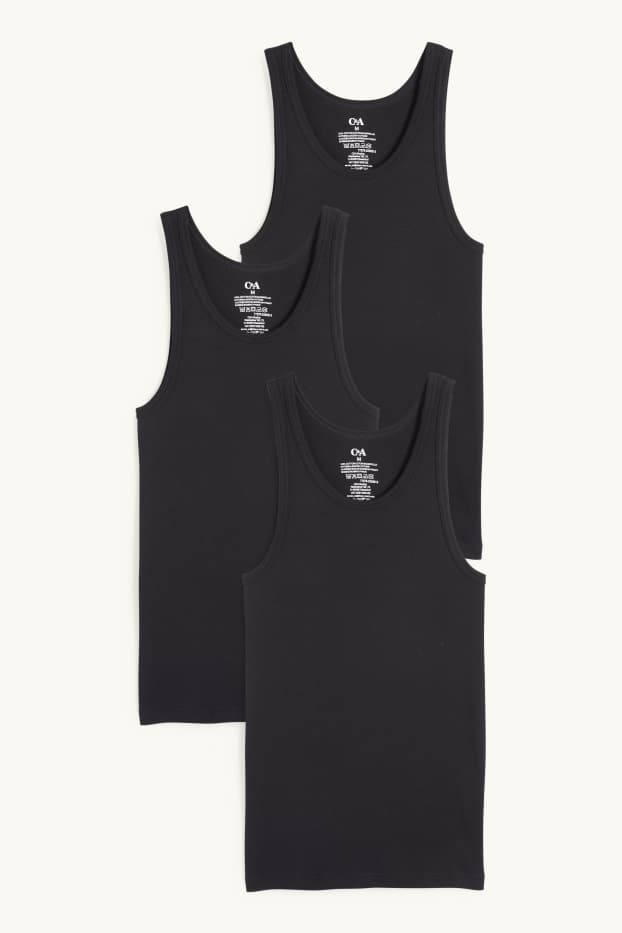 Bărbați - Multipack 3 buc. - maiou - reiat fin - fără cusături - negru