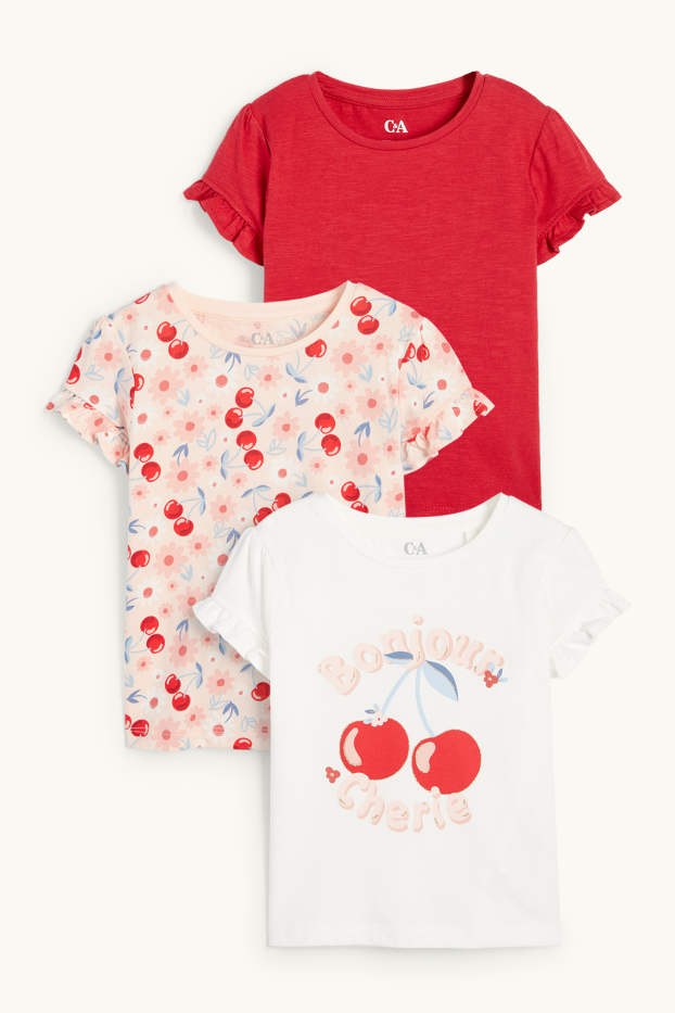 Bambine - Confezione da 3 - ciliegia - maglia a maniche corte - rosso