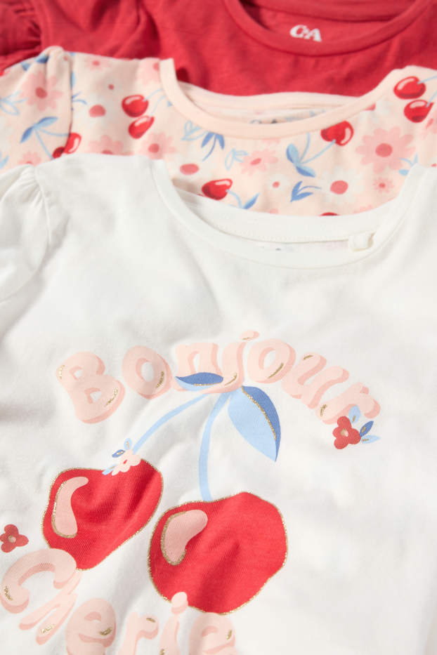 Bambine - Confezione da 3 - ciliegia - maglia a maniche corte - rosso