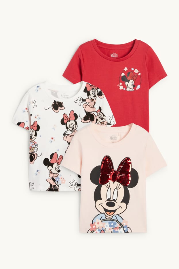 Kinder Mädchen - Multipack 3er - Minnie Maus - Kurzarmshirt - rosa