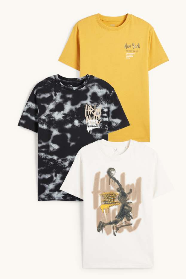 Children Boys - Multipack of 3 - New York basketball - short sleeve T-shirt - light beige