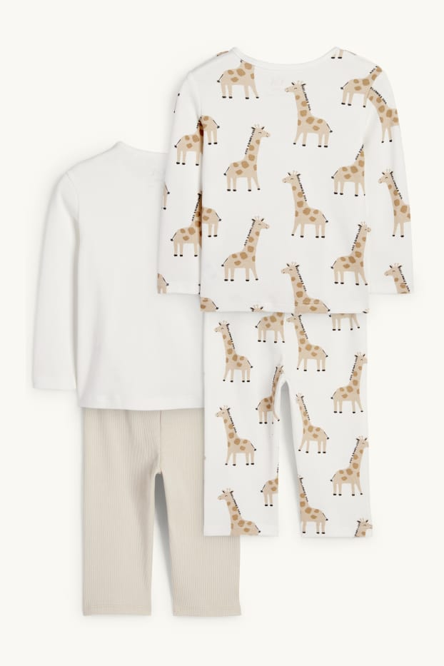 Miminka - chlapci - Multipack 2 ks - motivy žiraf - pyžamo pro miminka - 4 díly - krémově bílá