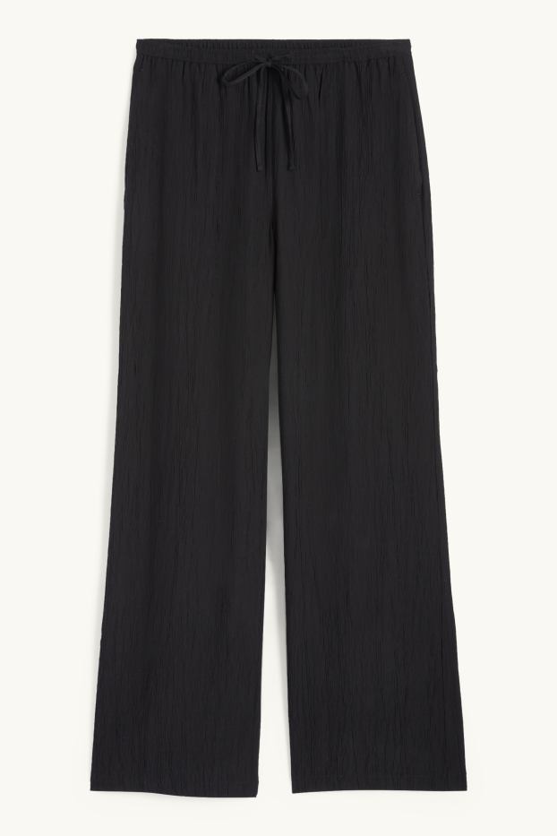 Donna - Pantaloni - vita media - gamba ampia - nero