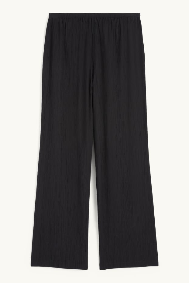 Donna - Pantaloni - vita media - gamba ampia - nero