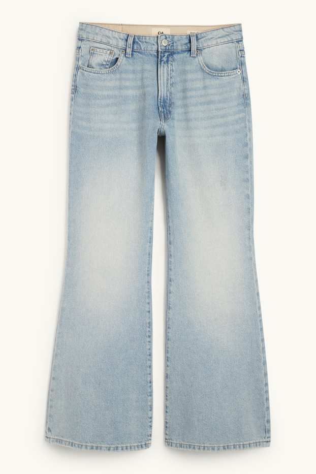 Damen - Loose Flared Jeans - Mid Waist - helljeansblau