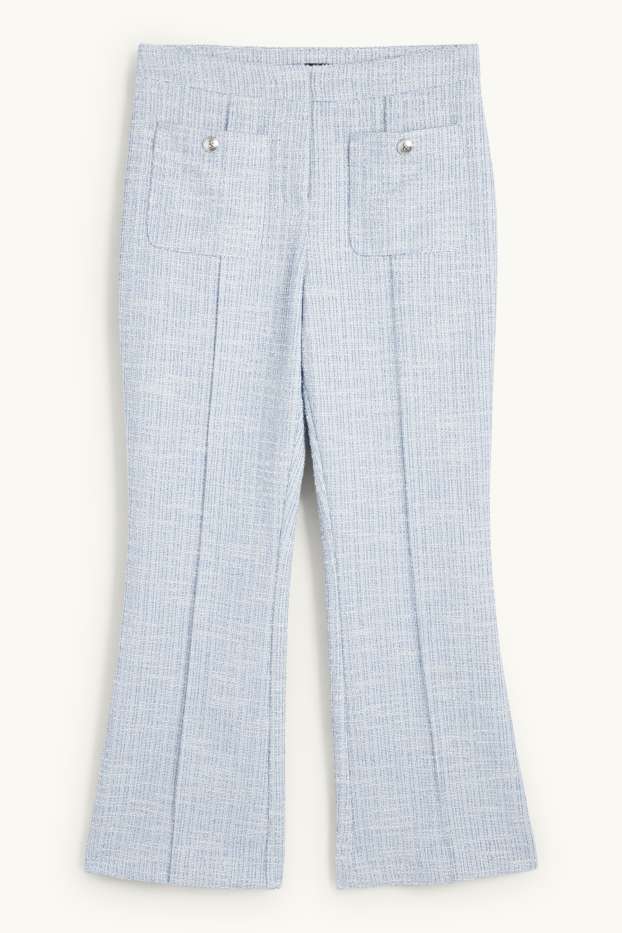 Dámské - Buklé kalhoty - high waist - flared fit - světle modrá