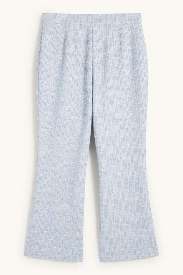 Dámské - Buklé kalhoty - high waist - flared fit - světle modrá