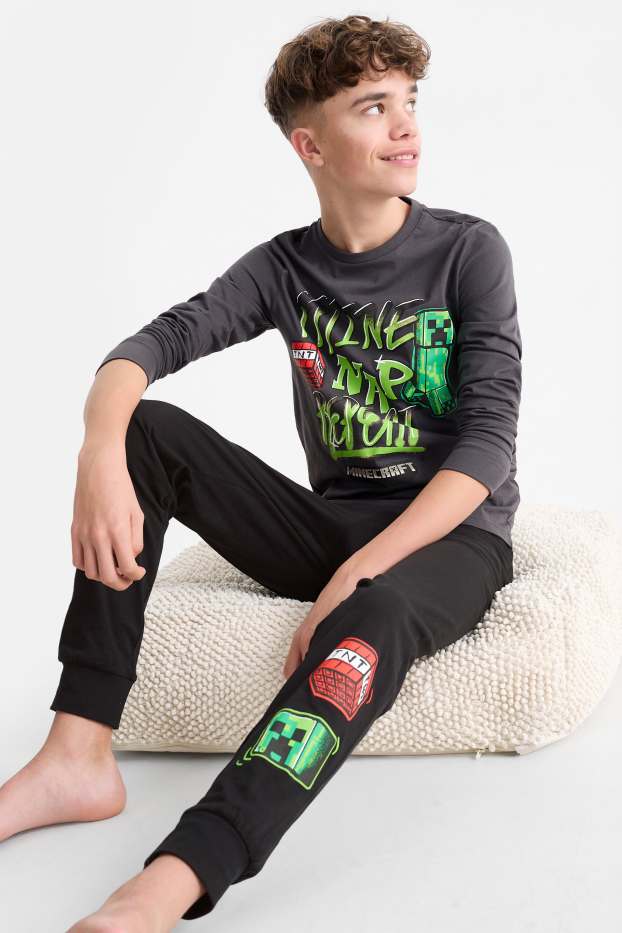 Děti - chlapci - Minecraft - pyžamo - 2dílné - tmavošedá