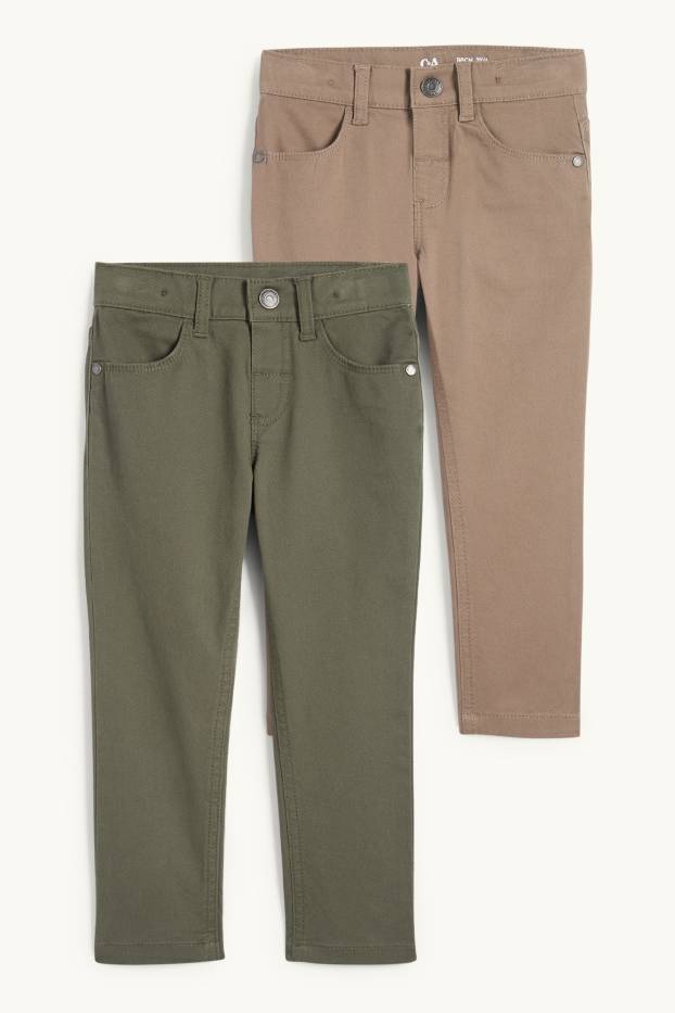 Kinderen: jongens - Set van 2 - slim jeans - donkergroen