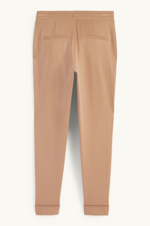 Dona - Pantalons de punt - mid waist - tapered fit - beix