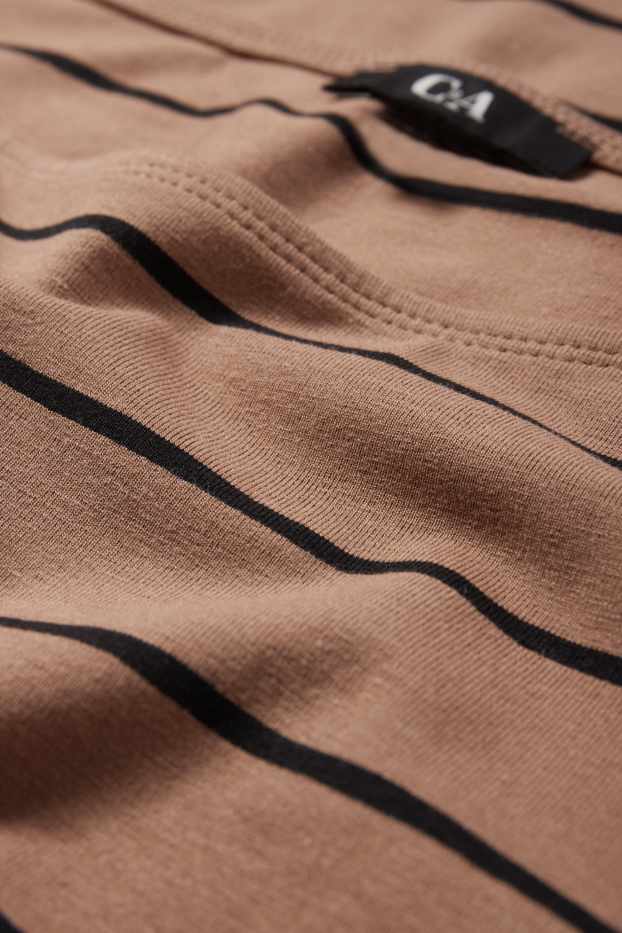 Donna - Maglia a maniche lunghe - a righe - marrone chiaro